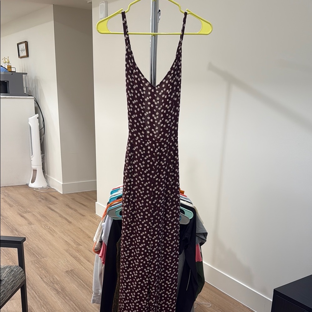 Ann Taylor Red Sleeveless V-Neck Slip Jumpsuit